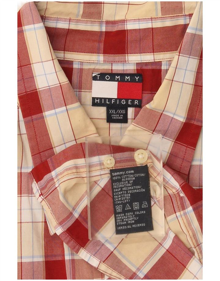 Tommy Hilfiger Kortærmet Herreskjorte 2XL Rød Ternet Bomuld