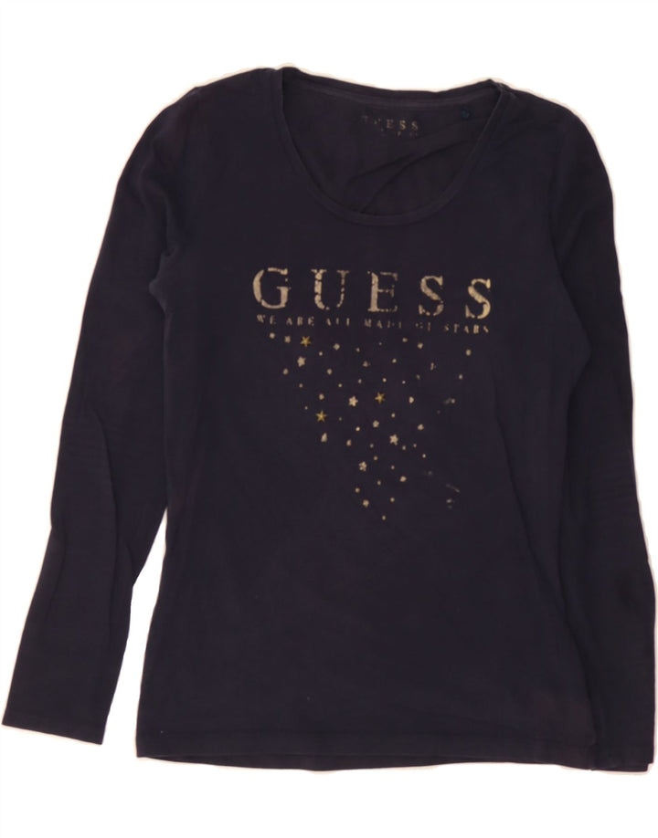 GUESS Boys Graphic Top Long Sleeve 11-12 Years Medium  Navy Blue Cotton Vintage Guess and Second-Hand Guess from Messina Hembry 