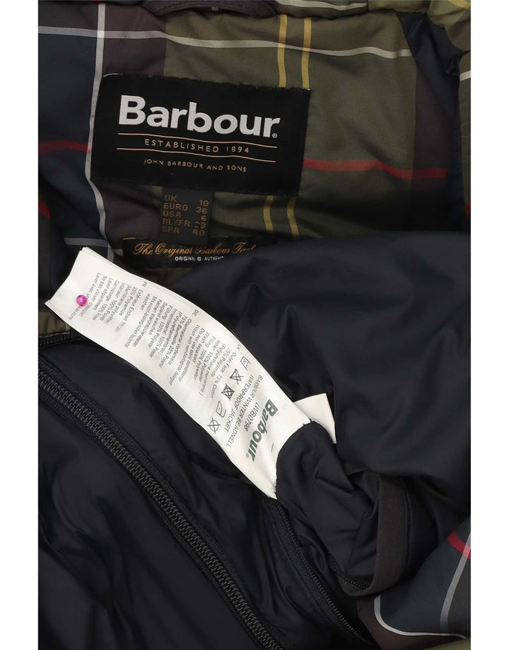 Barbour Dame Hætte Oversized Parka Jacket UK 10 Lille Grå Bomuld