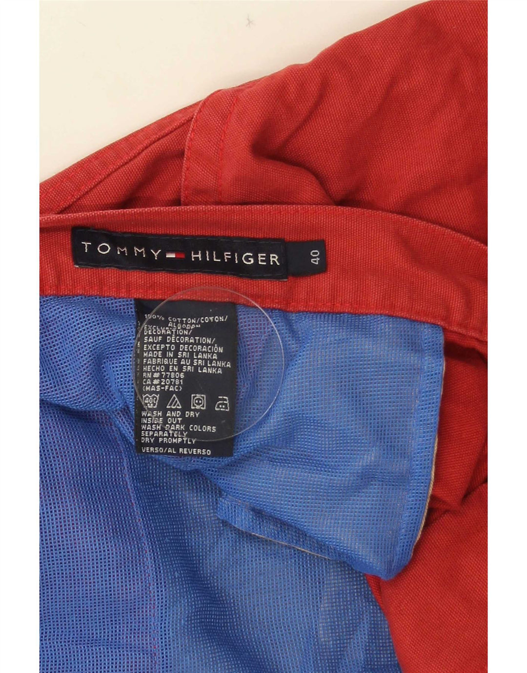 Tommy Hilfiger Herre Cargo Shorts W40 XL Rød Bomuld