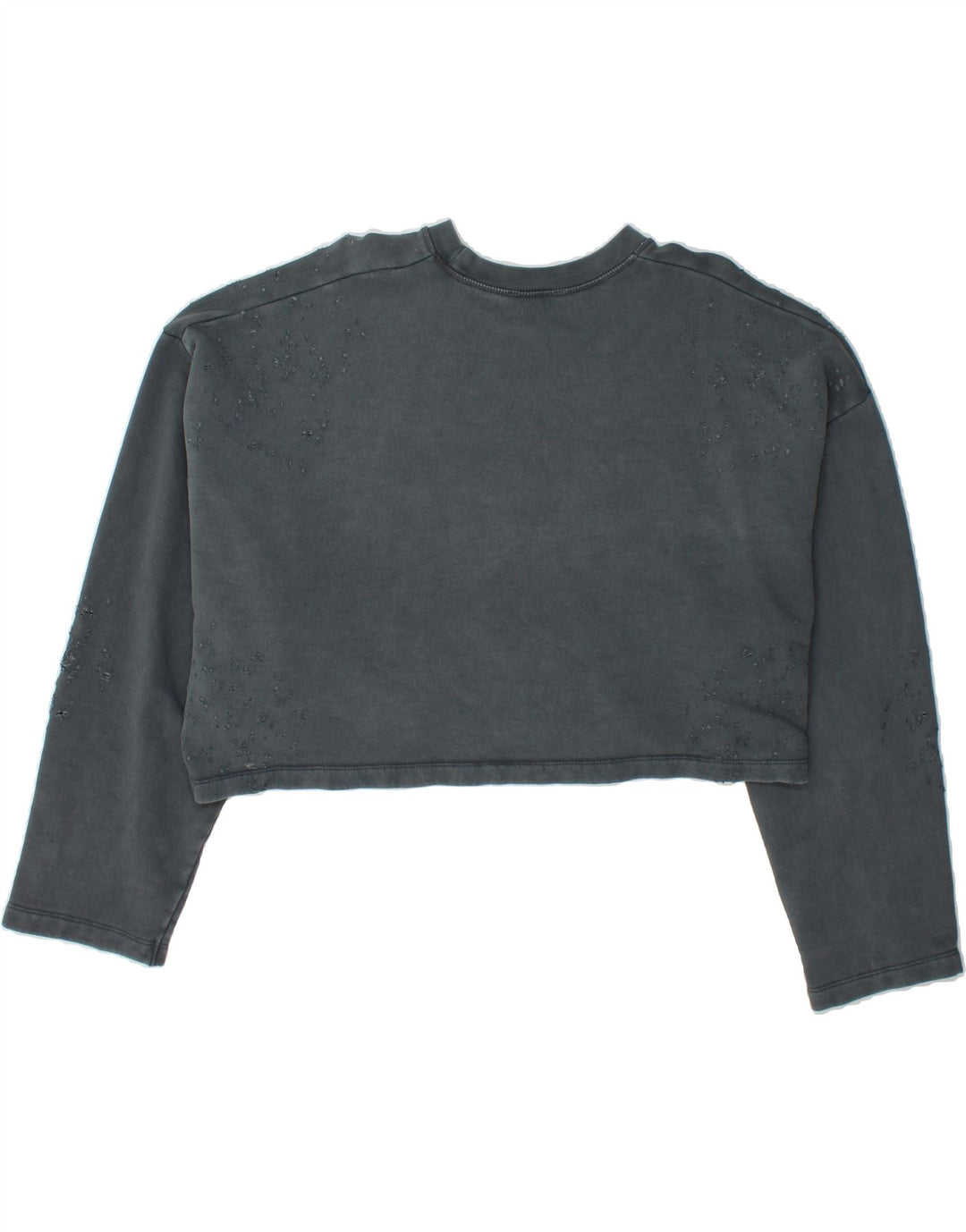 ZARA Womens Oversized Crop Sweatshirt Jumper UK 16 Large Grey Cotton Vintage Zara and Second-Hand Zara from Messina Hembry 