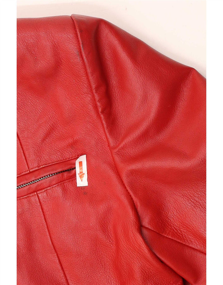 Vintage Dame Crop Læderjakke UK 18 XL Rød