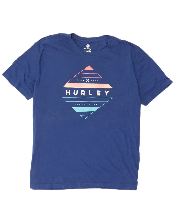 Hurley Herre Grafisk T-Shirt Top Stor Blå Bomuld