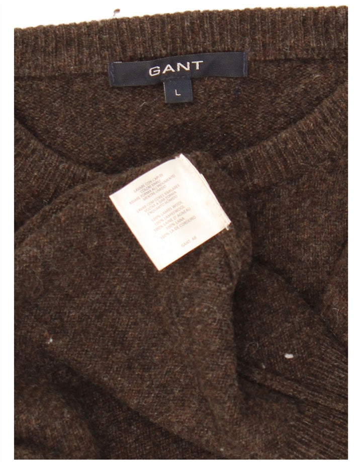 Gant Herre Crew Neck Jumper Sweater Stor brun lammeuld
