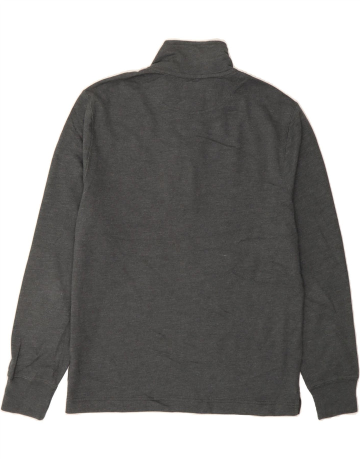 J. CREW Mens Button Neck Sweatshirt Jumper Medium Grey Polyester Vintage J. Crew and Second-Hand J. Crew from Messina Hembry 