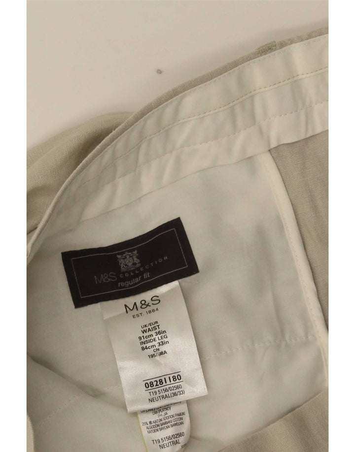 Marks & Spencer Herre Regular Fit Chinobukser W36 L33 Beige Hør