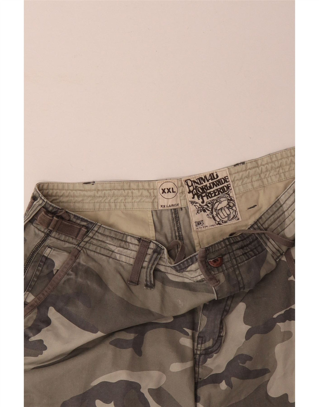 ANIMAL Herre Cargo Shorts 2XL W42 Khaki Camouflage Bomuld