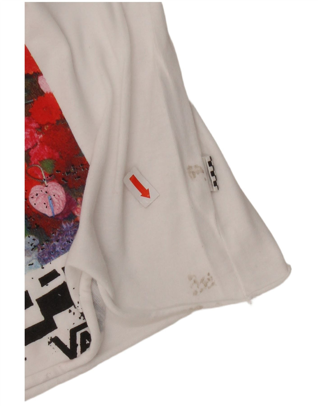 VANS Dame Crop Grafisk Top Langærmet UK 6 XS Hvid