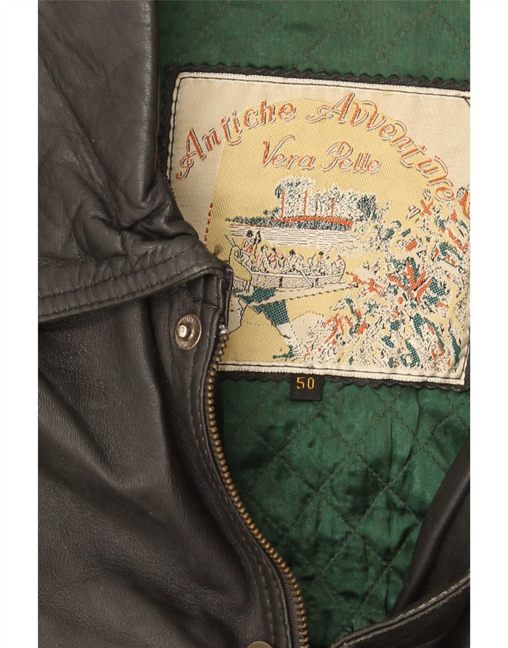 Vintage herre læderjakke IT 50 Stor sort læder