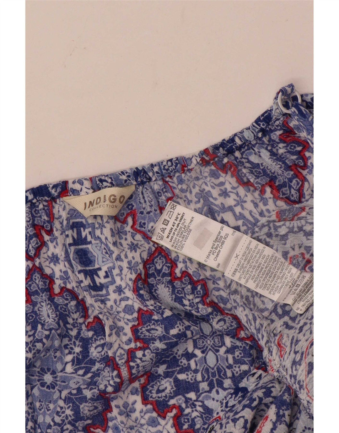 Marks & Spencer Dame Indigo Off Shoulder Top UK 14 Large Blue Floral