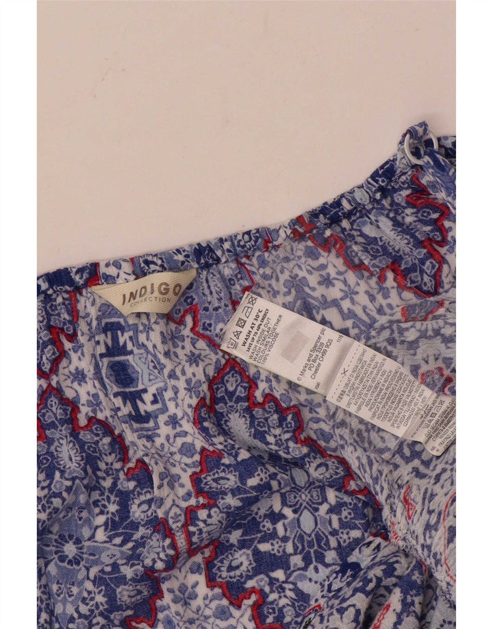 Marks & Spencer Dame Indigo Off Shoulder Top UK 14 Large Blue Floral