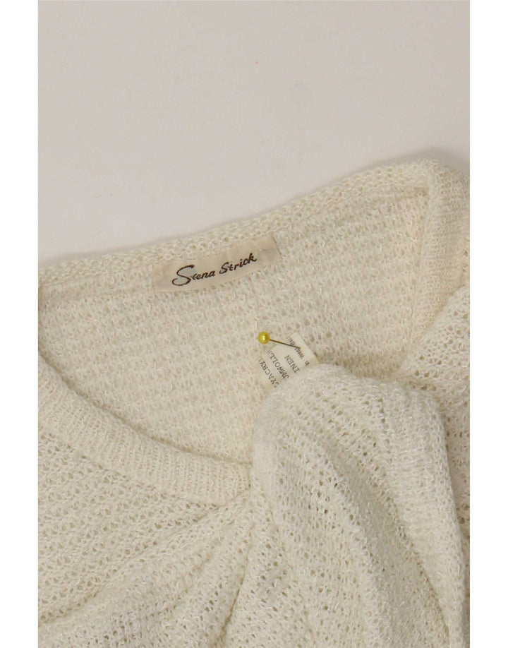 Vintage dame cardigan sweater UK 10 Small White Polyacrylic
