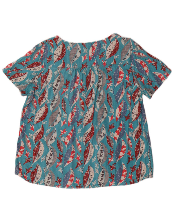 White Stuff Damebluse Top UK 14 Large Blue Floral Viscose