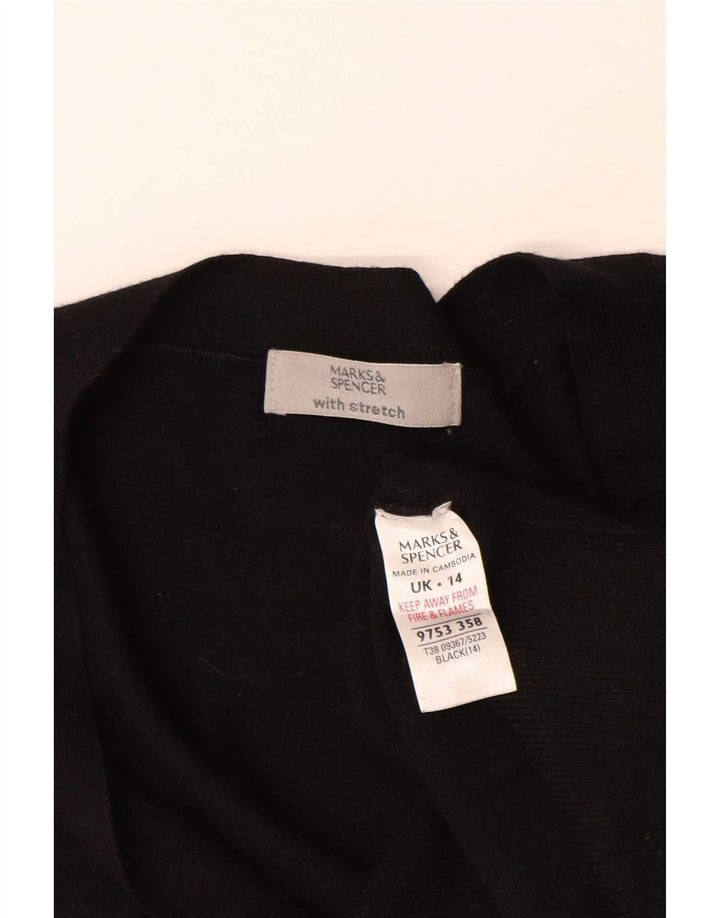 Marks & Spencer Womens Crop Cardigan Sweater UK 14 Medium Black