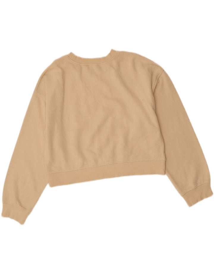 ZARA Womens Oversized Crop 3/4 Sleeve Sweatshirt Jumper UK 10 Small Beige Vintage Zara and Second-Hand Zara from Messina Hembry 