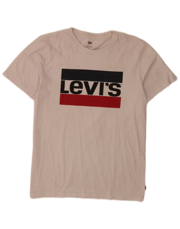 Levi's Herre Grafisk T-Shirt Top Stor Hvid
