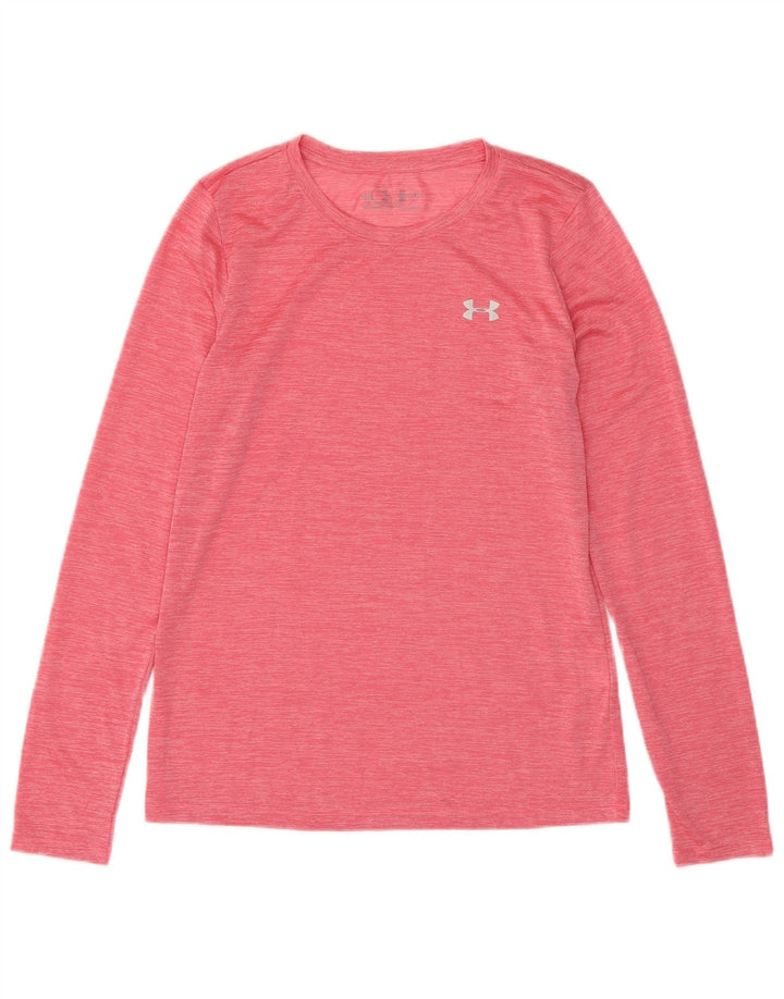 UNDER ARMOUR Dame Heat Gear Top Langærmet UK 10 Small Pink Flecked
