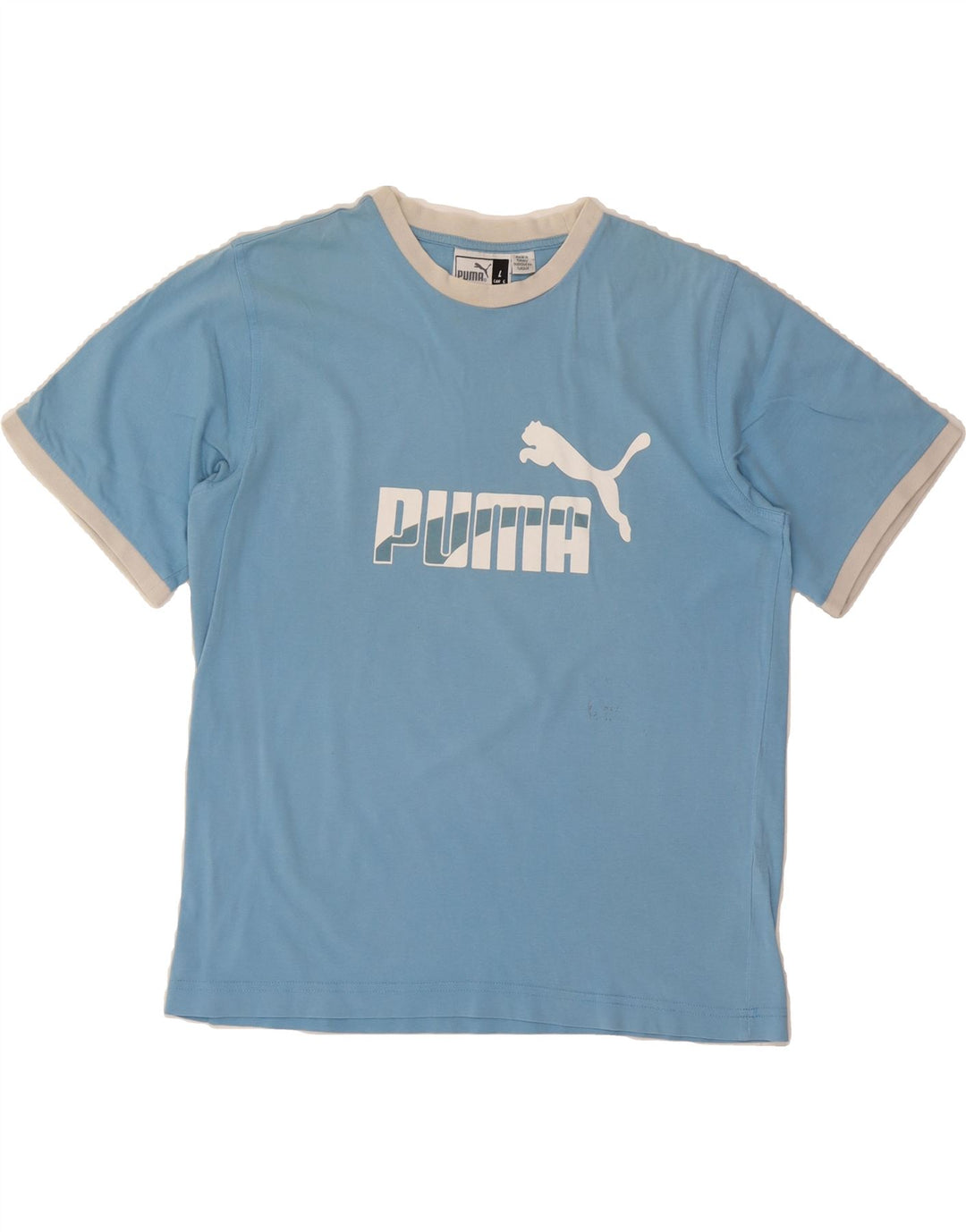 PUMA Mens Graphic T-Shirt Top Large Blue Cotton Vintage Puma and Second-Hand Puma from Messina Hembry 