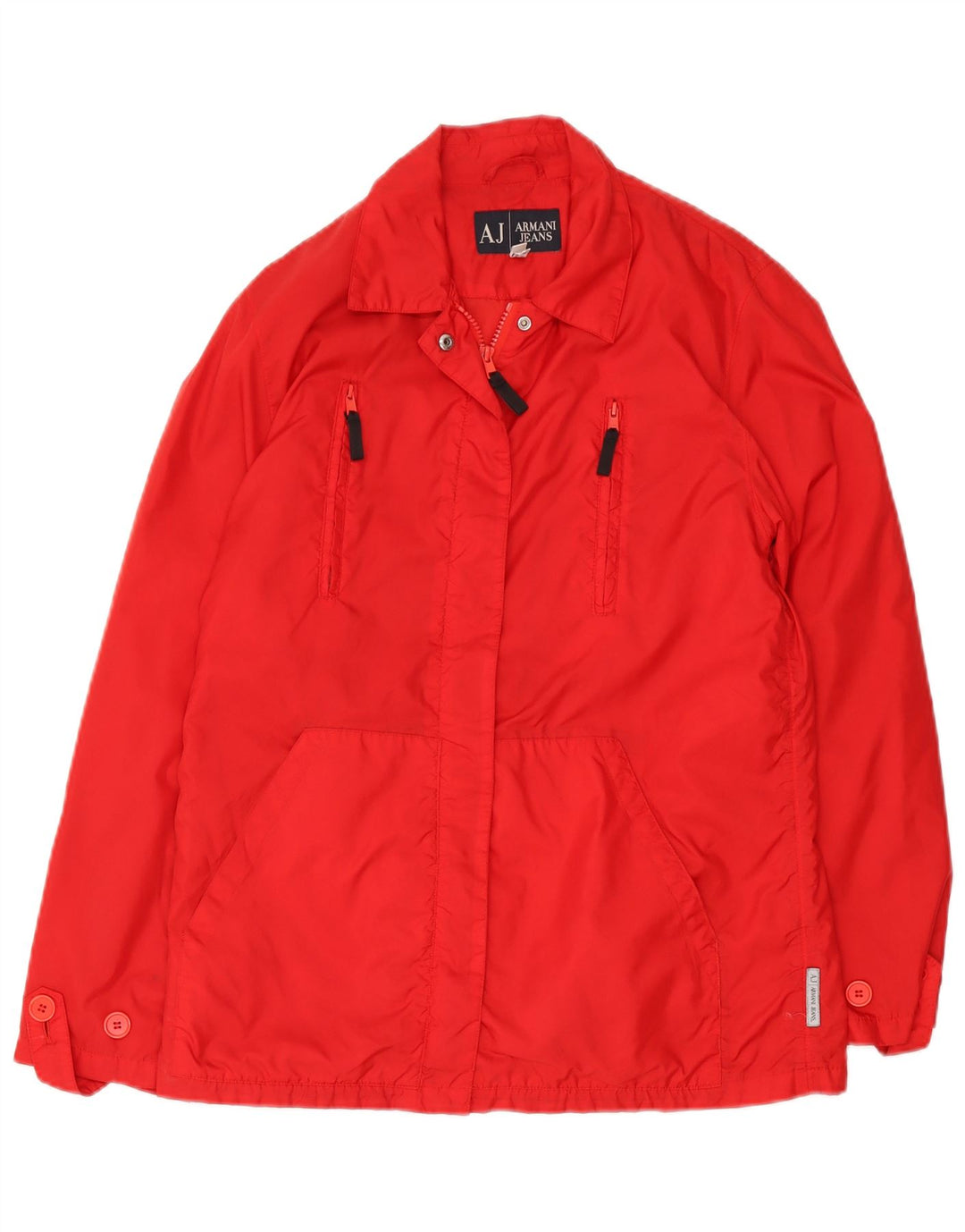 Armani Jeans Dame Windbreaker Jacket UK 12 Medium Rød Polyamid