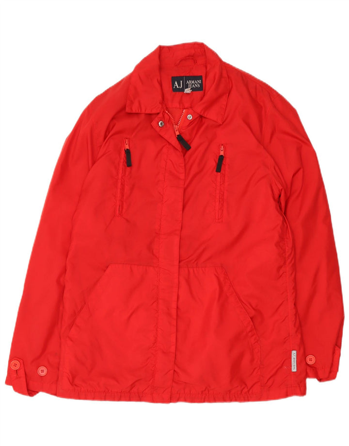 Armani Jeans Dame Windbreaker Jacket UK 12 Medium Rød Polyamid