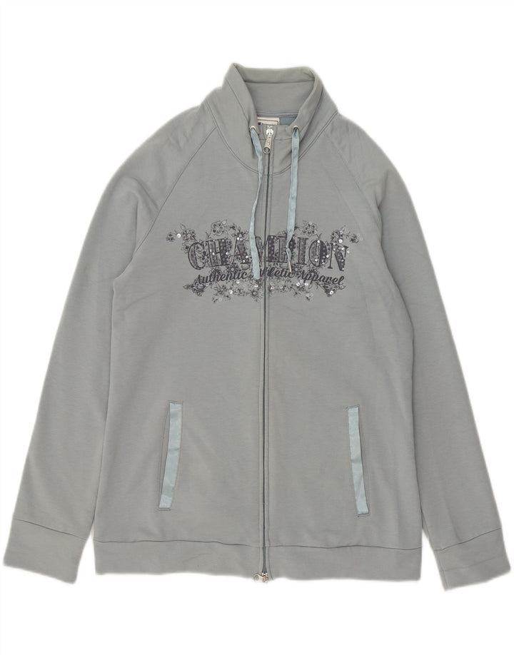 CHAMPION Womens Easy Fit Oversized Tracksuit Top Jacket UK 10 Small Grey Vintage Champion and Second-Hand Champion from Messina Hembry 