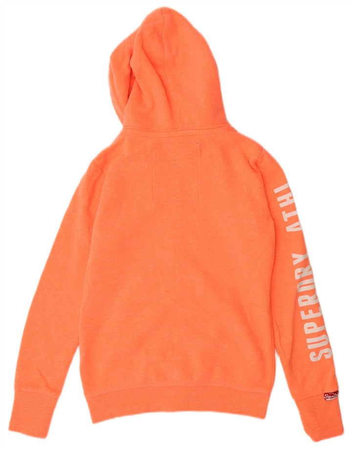 SUPERDRY Dame grafisk hættetrøje med lynlås UK 10 Small Orange Bomuld