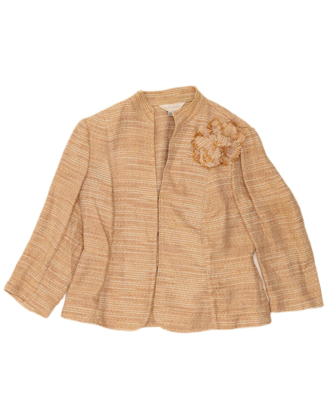 Zara Dame 3/4 ærmet blazerjakke EU 44 XL Beige hør