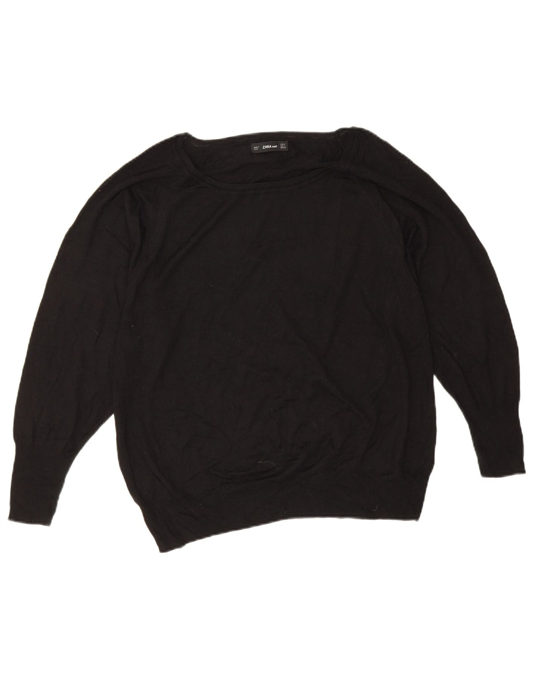 Zara Dame Oversized Boat Neck Jumper Sweater UK 14 Medium Black
