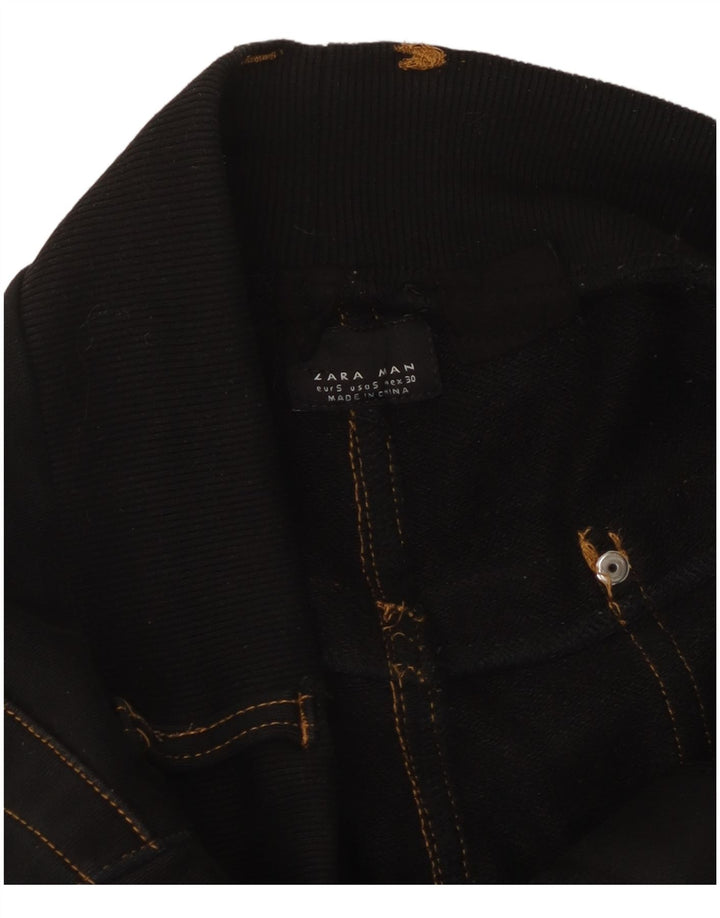 Zara Mens Joggers Cropped Trousers Small W30 L25 Black