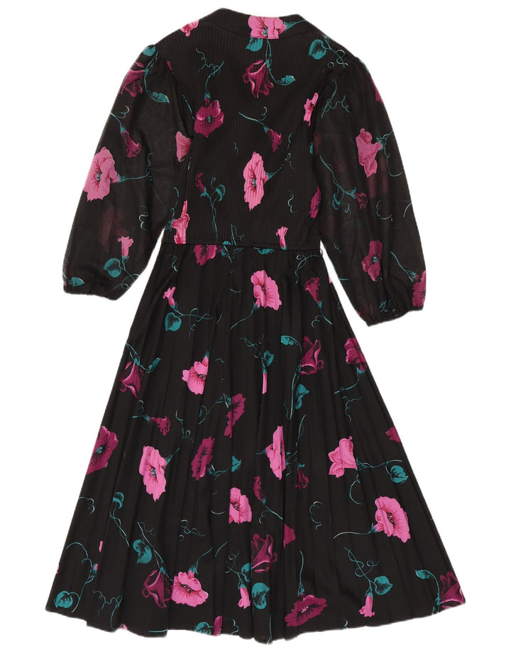 C&A 3/4 ærmet maxikjole til kvinder EU 40 Medium Black Floral Polyester