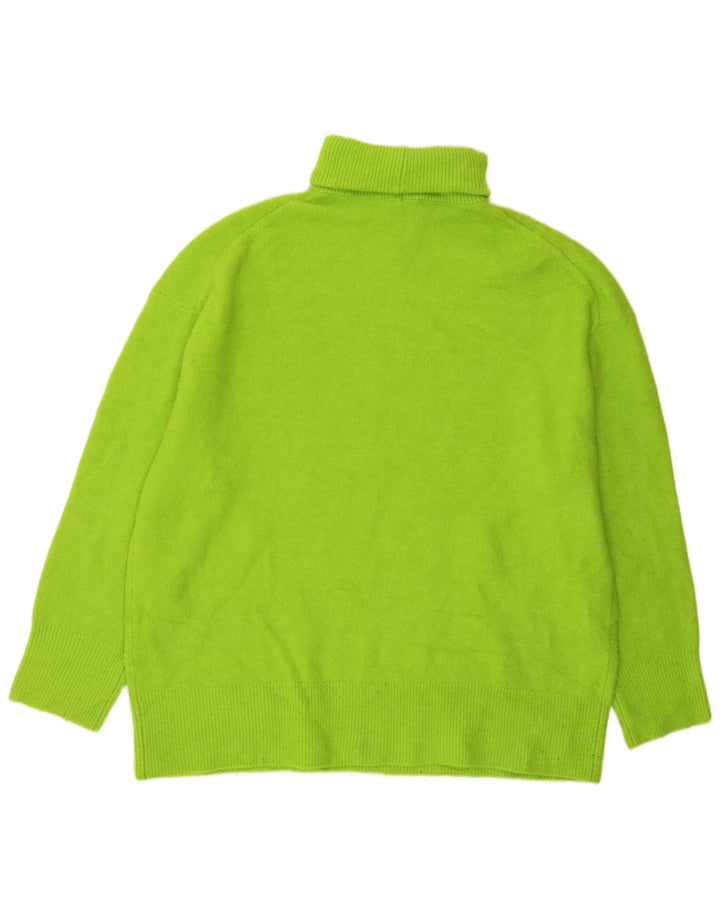 Zara Dame Roll Neck Jumper Sweater UK 14 Medium Grøn Akryl