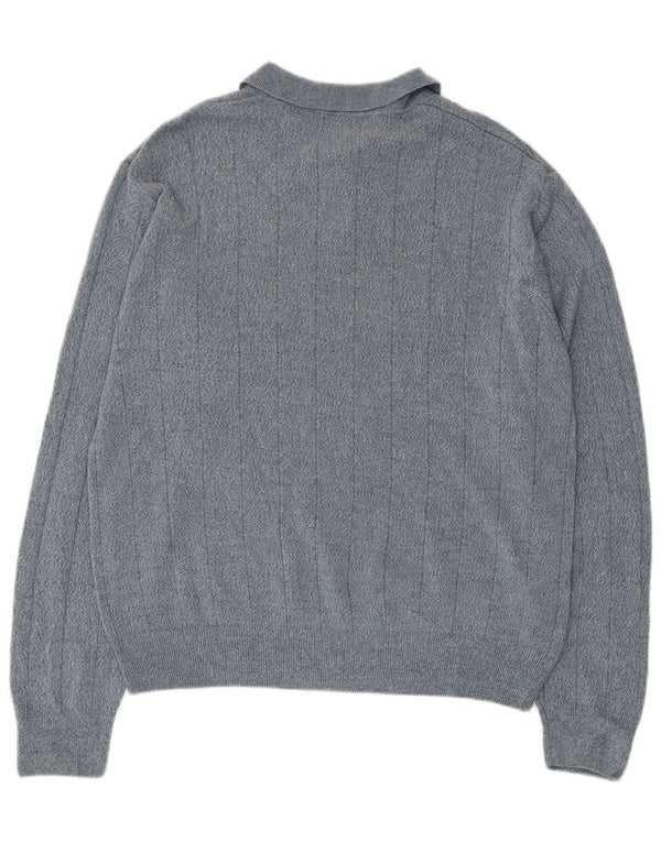 Dockers Herre Polo Neck Jumper Sweater Large Blue Check