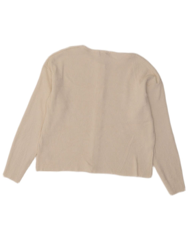 Marks & Spencer Womens Crop Cardigan Sweater UK 16 Large Off White Viscose