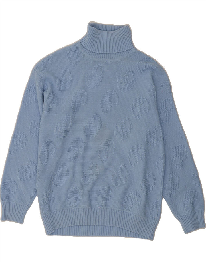 VINTAGE Womens Roll Neck Jumper Sweater IT 46 Large Blue Paisley Vintage Vintage and Second-Hand Vintage from Messina Hembry 