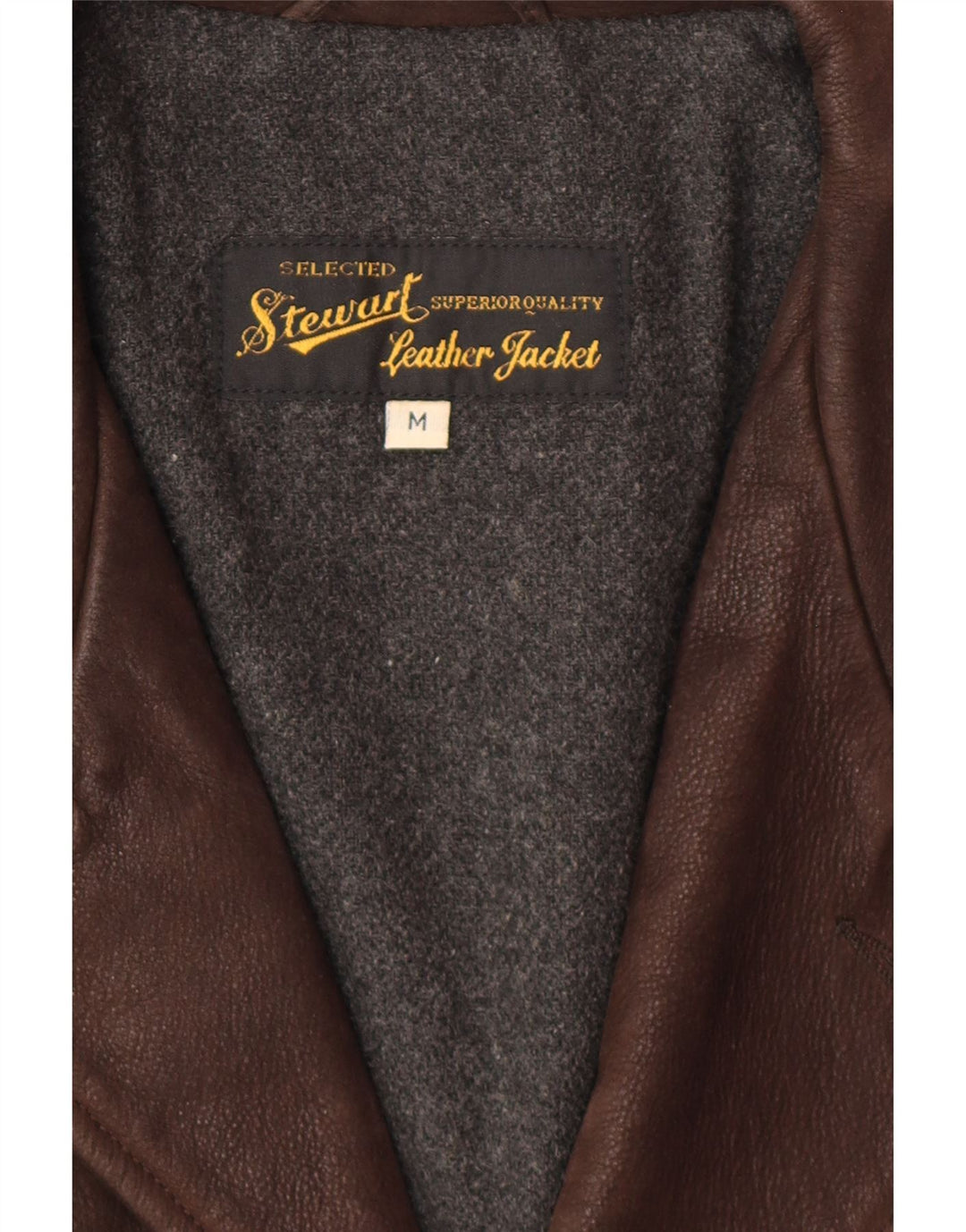 STEWART Herre Læderjakke UK 38 Medium Brun Læder