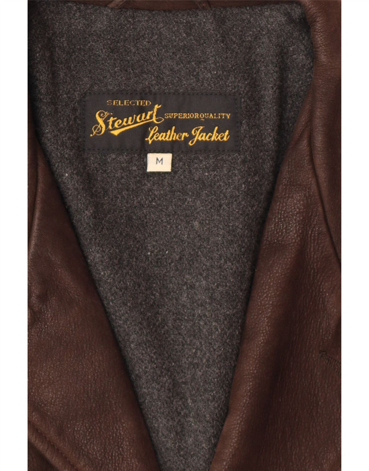 STEWART Herre Læderjakke UK 38 Medium Brun Læder