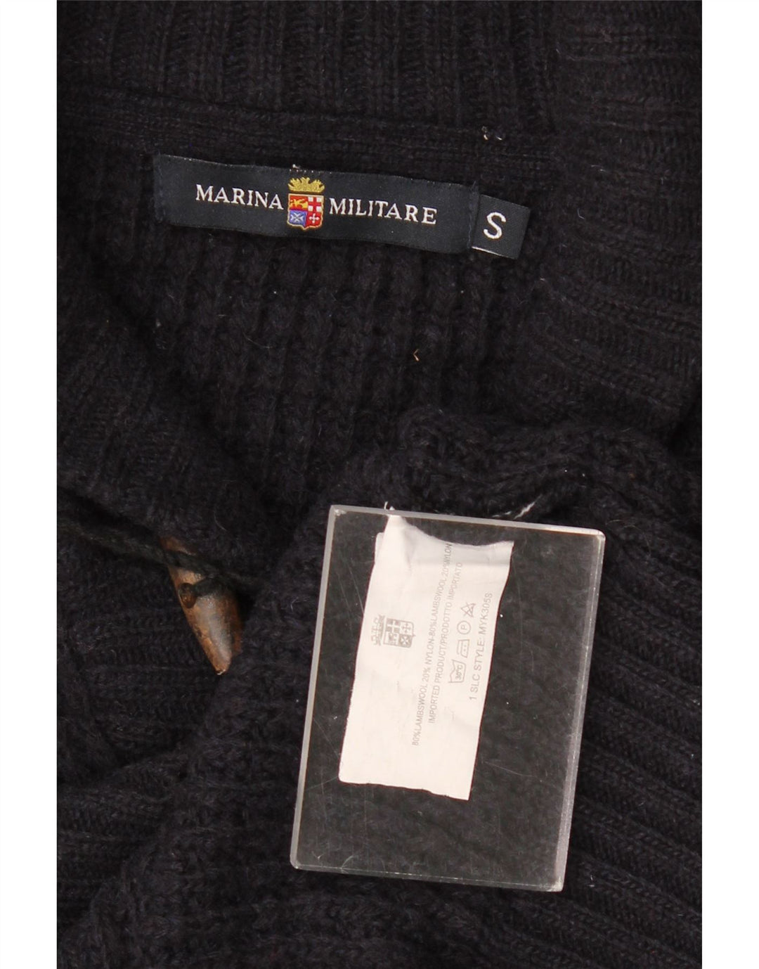 MARINA MILITARE Dame Shawl Neck Jumper Sweater UK 10 Small Navy Blue
