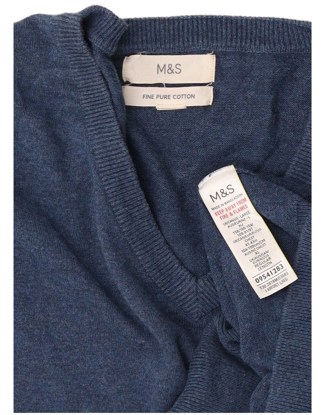 Marks & Spencer Herre V-hals sweater Stor blå bomuld