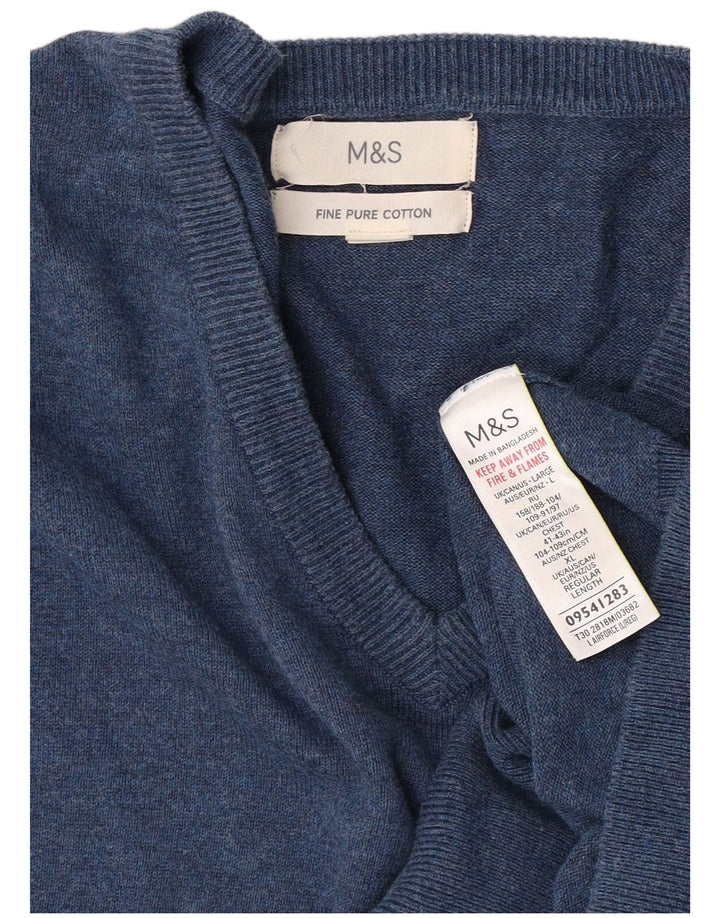 Marks & Spencer Herre V-hals sweater Stor blå bomuld