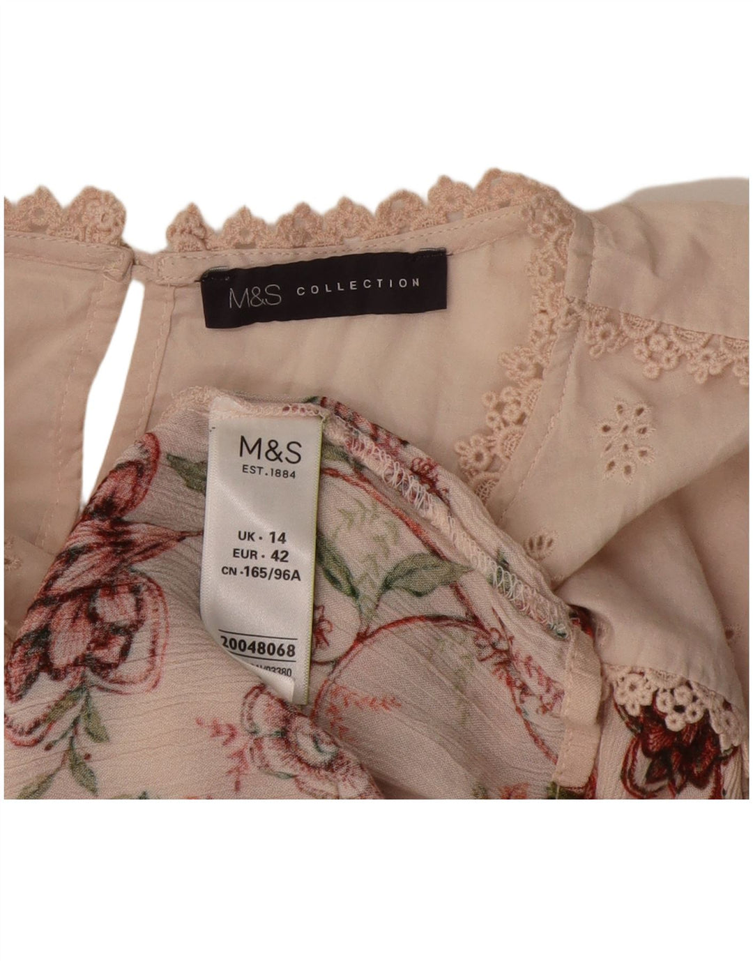 Marks & Spencer Damebluse Top UK 14 Medium Pink Floral Viscose