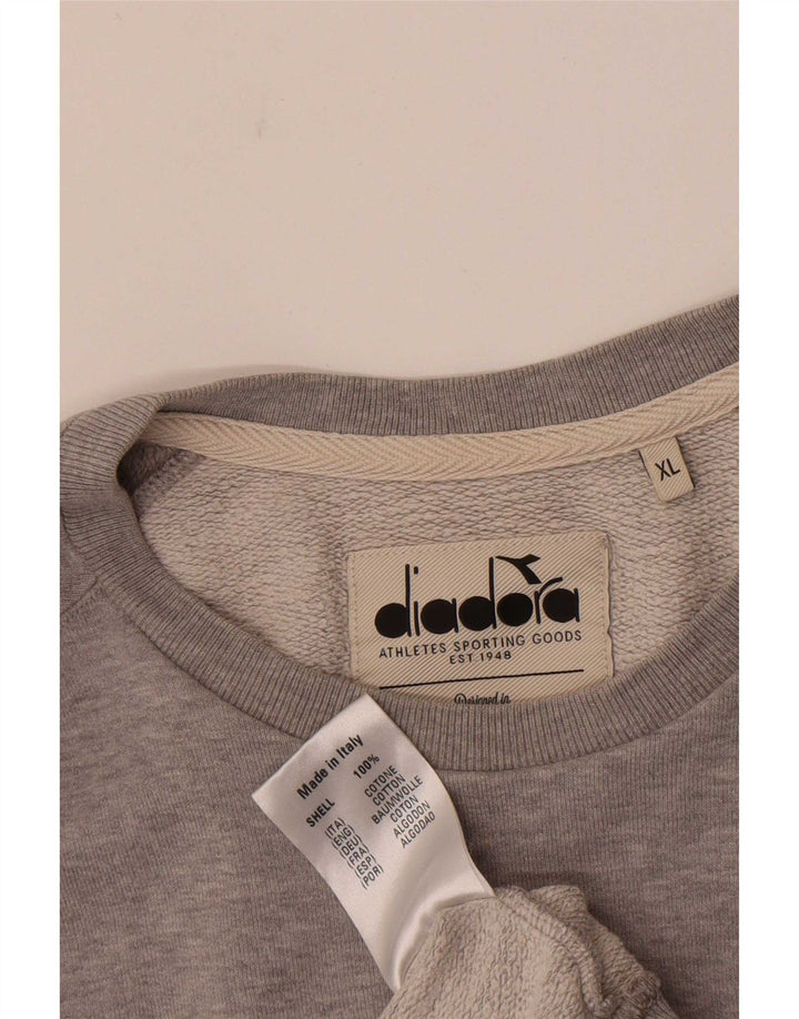 Diadora Herre Grafisk Sweatshirt Jumper XL Grå Flecked Bomuld