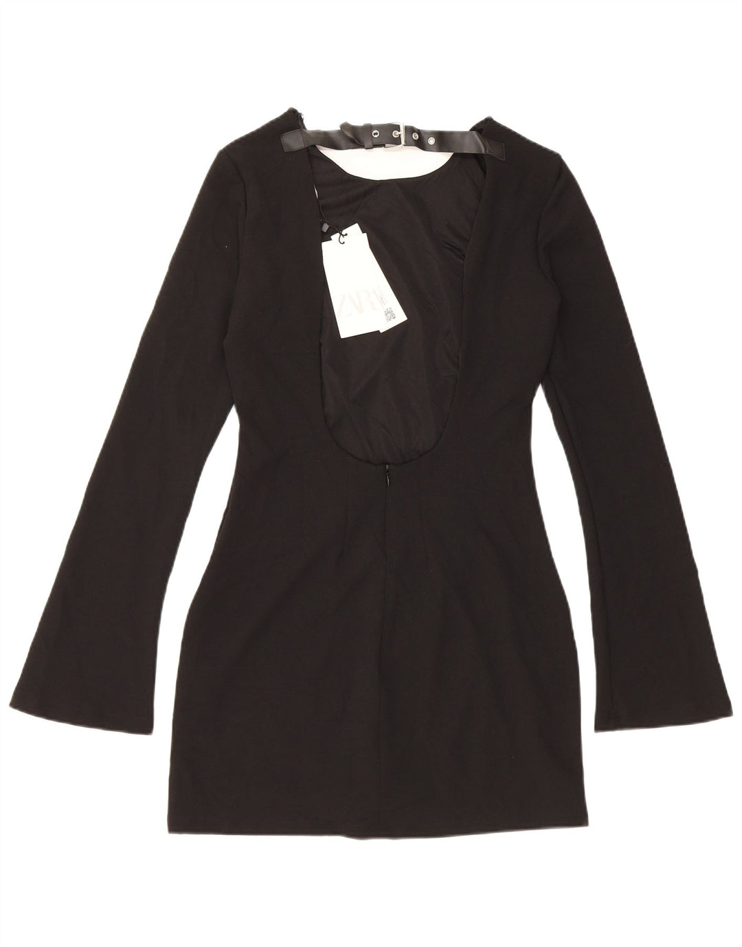 Zara Dame Langærmet Skede Kjole UK 12 Medium Sort Polyester