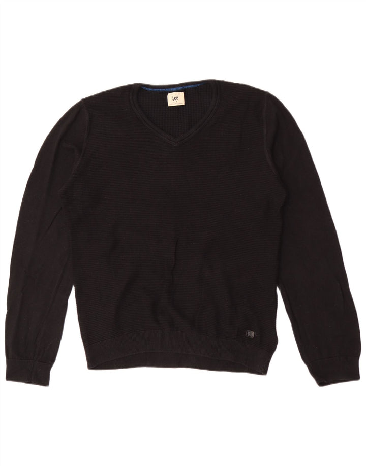 Lee Herre V-hals sweater lille sort bomuld