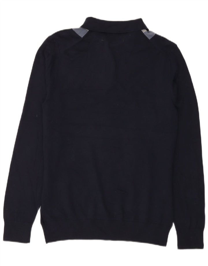 Marks & Spencer Herre Polo Neck Sweater Small Navy Blue Colourblock