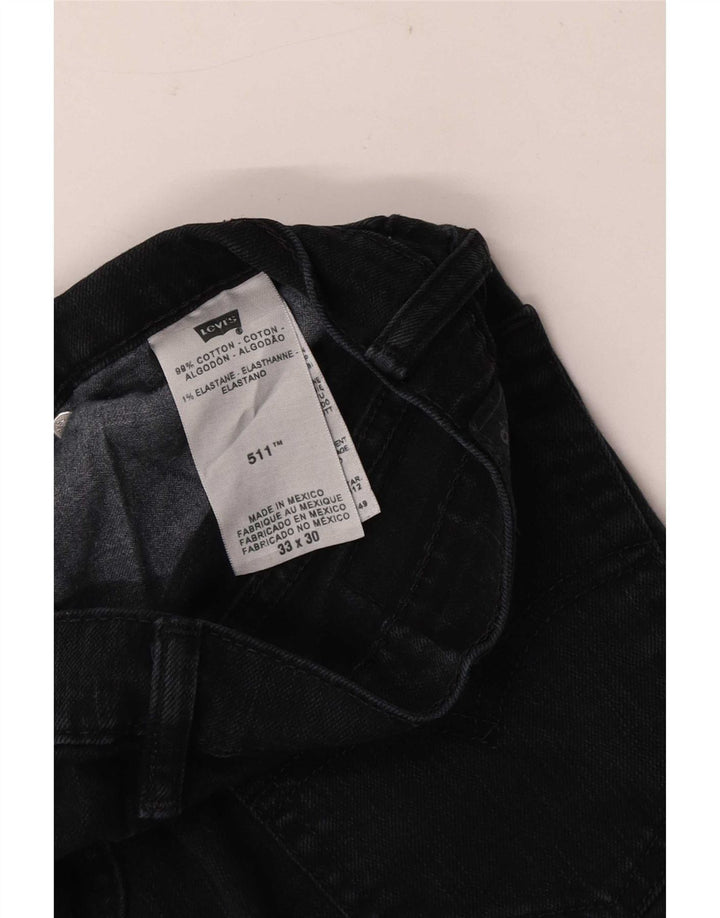 Levi's Slim Jeans til mænd W33 L30 sort bomuld