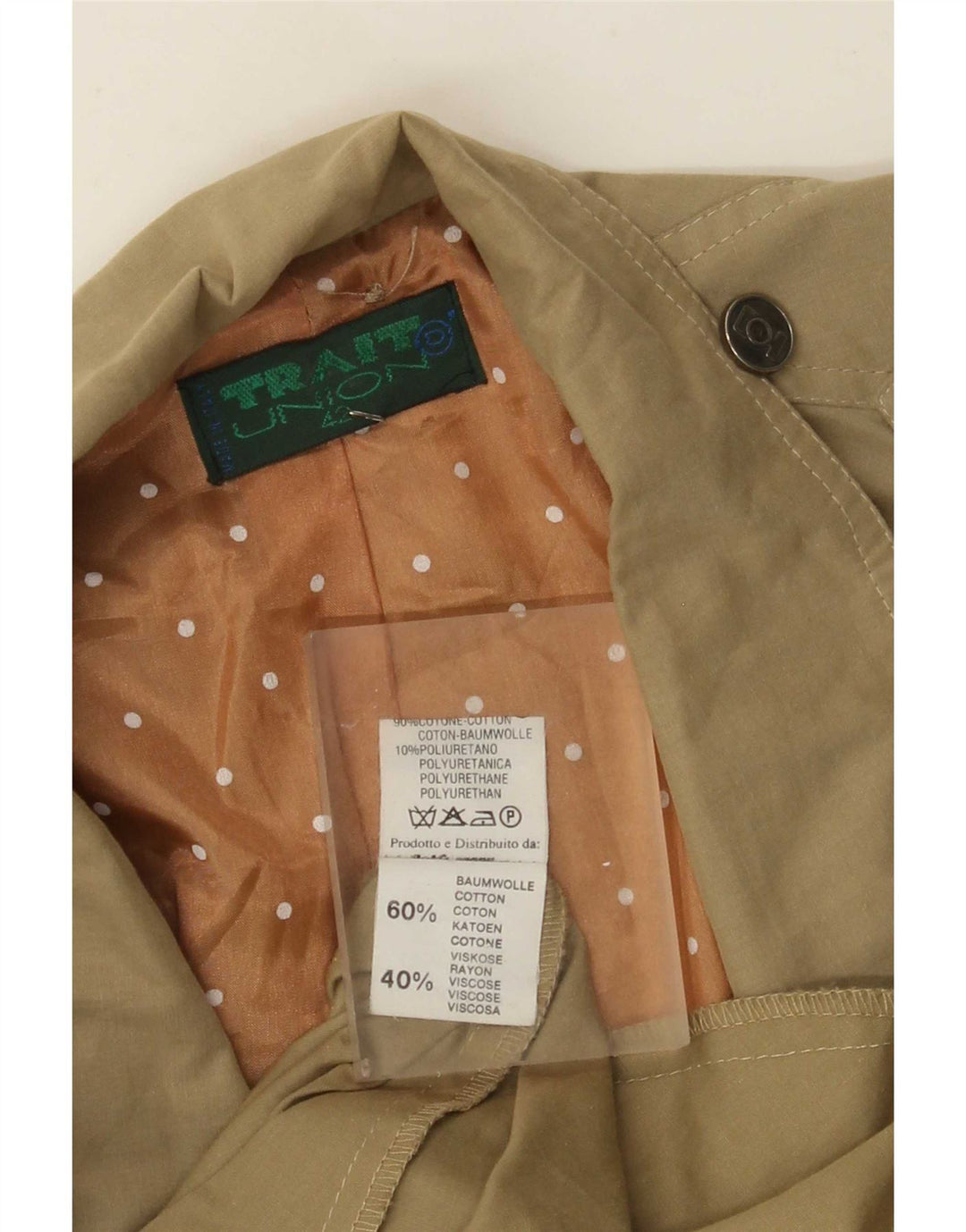 Vintage Dame Loose Fit Trench Coat IT 42 Medium Khaki Bomuld