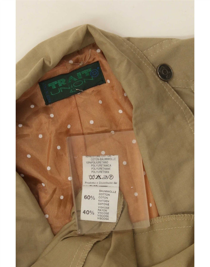 Vintage Dame Loose Fit Trench Coat IT 42 Medium Khaki Bomuld