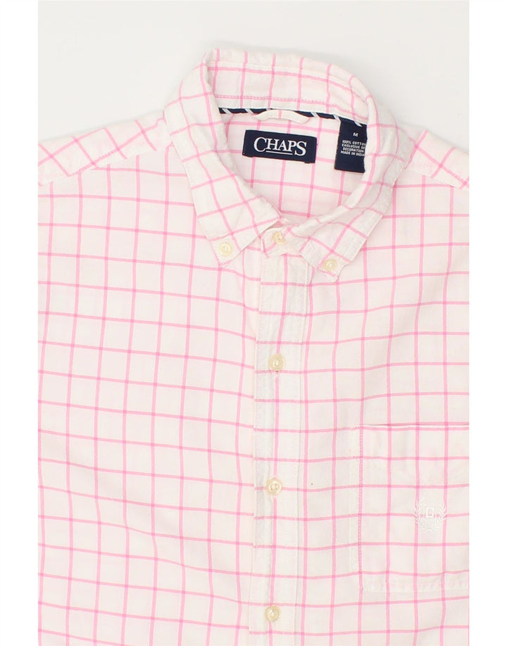 CHAPS Mens Shirt Medium White Check Cotton Vintage Chaps and Second-Hand Chaps from Messina Hembry 