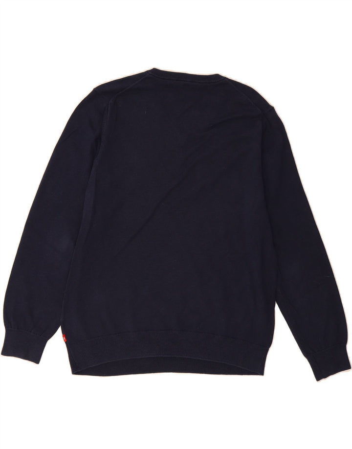 IZOD Mens V-Neck Jumper Sweater Large Navy Blue Cotton Vintage Izod and Second-Hand Izod from Messina Hembry 