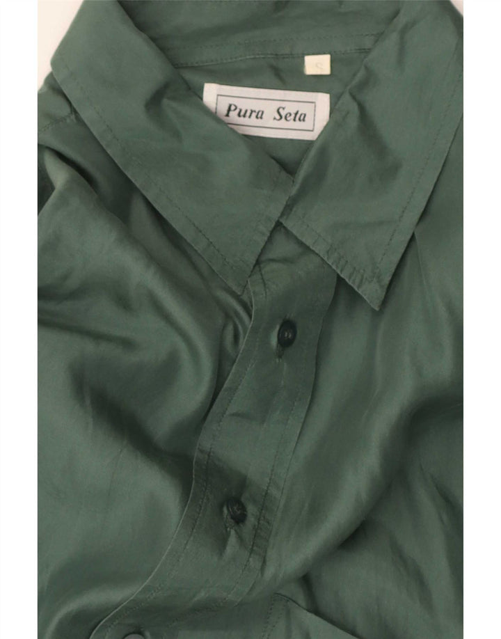 Vintage Loose Fit skjorte til mænd, lille grøn silke